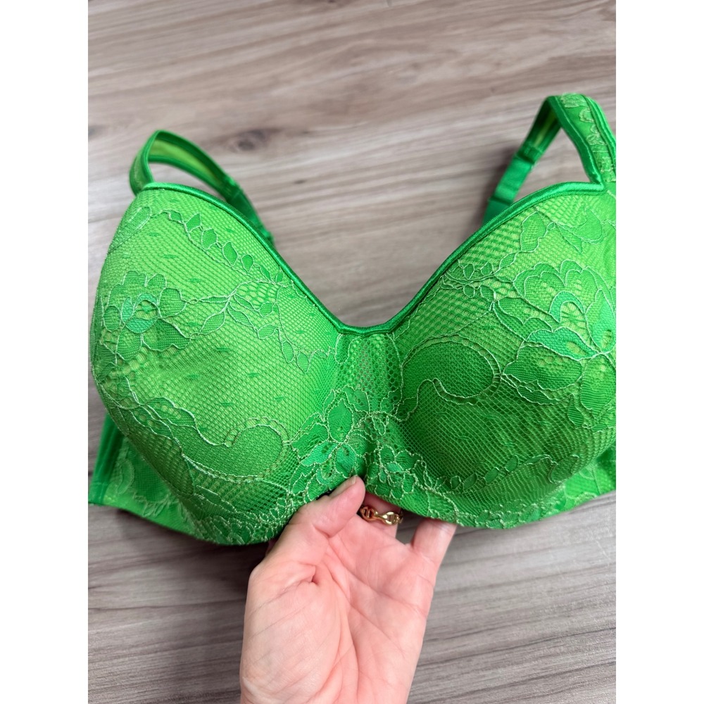 Cacique Kelly Green Floral Lace Full Coverage Underwire Bra 42C - Picture 2 of 5